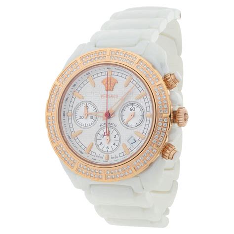 versace white ceramic diamond watch